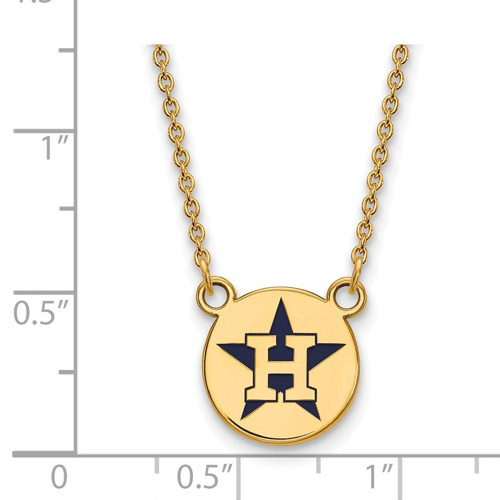 Alternate view of the 14K Gold Plated S.S. MLB Houston Astros SM Enamel Disc Necklace, 18 In by The Black Bow Jewelry Co.