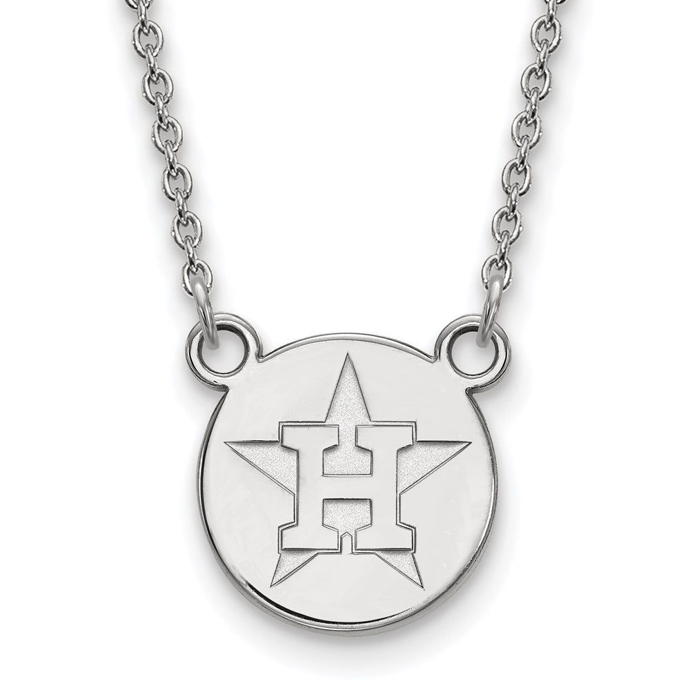 Sterling Silver MLB Houston Astros SM Star Disc Necklace, 18 Inch, Item N25350 by The Black Bow Jewelry Co.