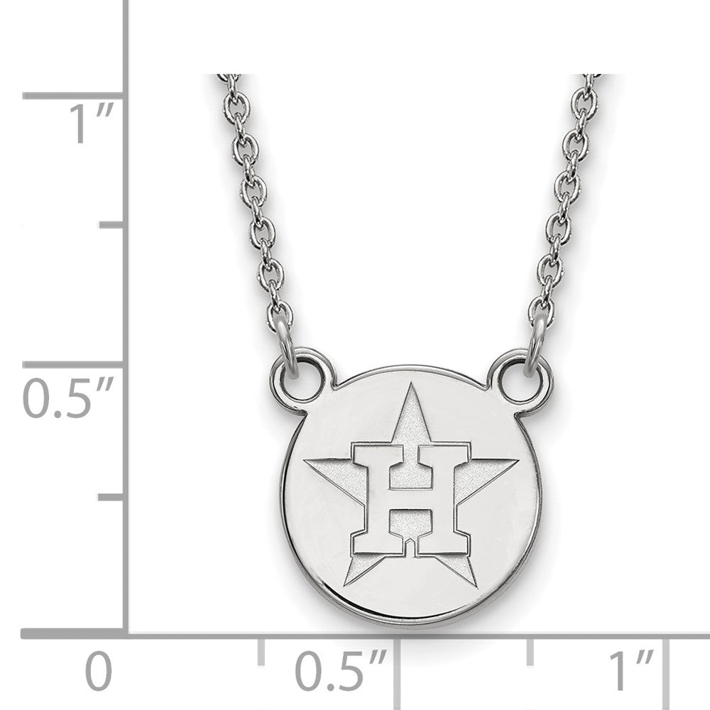 Alternate view of the Sterling Silver MLB Houston Astros SM Star Disc Necklace, 18 Inch by The Black Bow Jewelry Co.