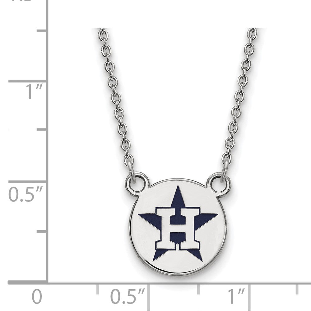 Alternate view of the Sterling Silver MLB Houston Astros SM Enamel Star Disc Necklace, 18 In by The Black Bow Jewelry Co.