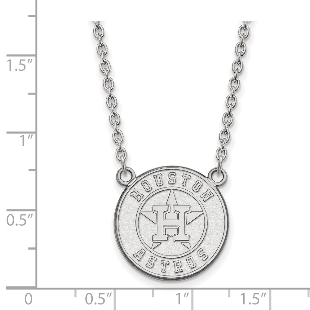 Alternate view of the 14K White Gold MLB Houston Astros LG Disc Necklace, 18 Inch by The Black Bow Jewelry Co.