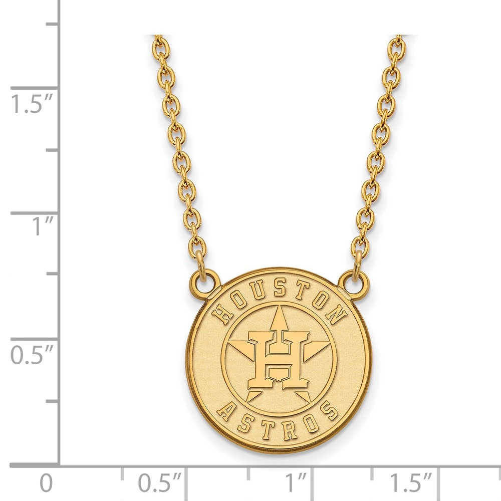 Alternate view of the 14K Yellow Gold MLB Houston Astros LG Disc Necklace, 18 Inch by The Black Bow Jewelry Co.