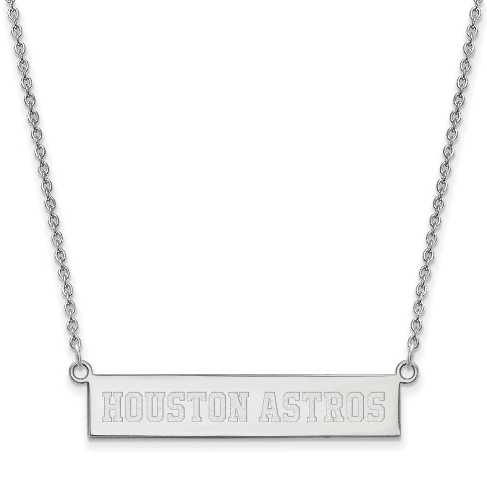 Sterling Silver MLB Houston Astros Small Bar Necklace, 18 Inch, Item N25359 by The Black Bow Jewelry Co.