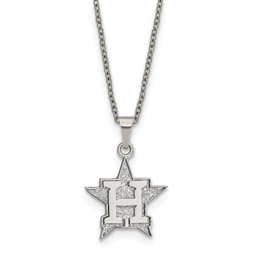 Stainless Steel MLB Houston Astros Medium H Star Necklace, 18-20 Inch, Item N25360 by The Black Bow Jewelry Co.