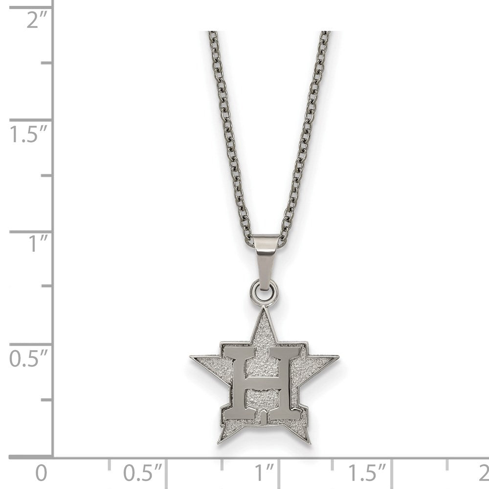 Alternate view of the Stainless Steel MLB Houston Astros Medium H Star Necklace, 18-20 Inch by The Black Bow Jewelry Co.