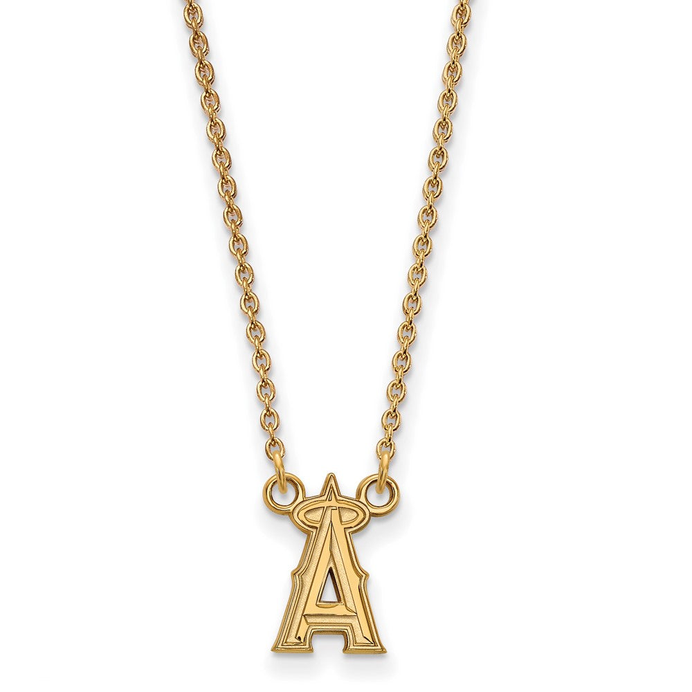 14K Gold Plated S.S. MLB LA Angels Small Letter A Necklace, 18 Inch, Item N25365 by The Black Bow Jewelry Co.