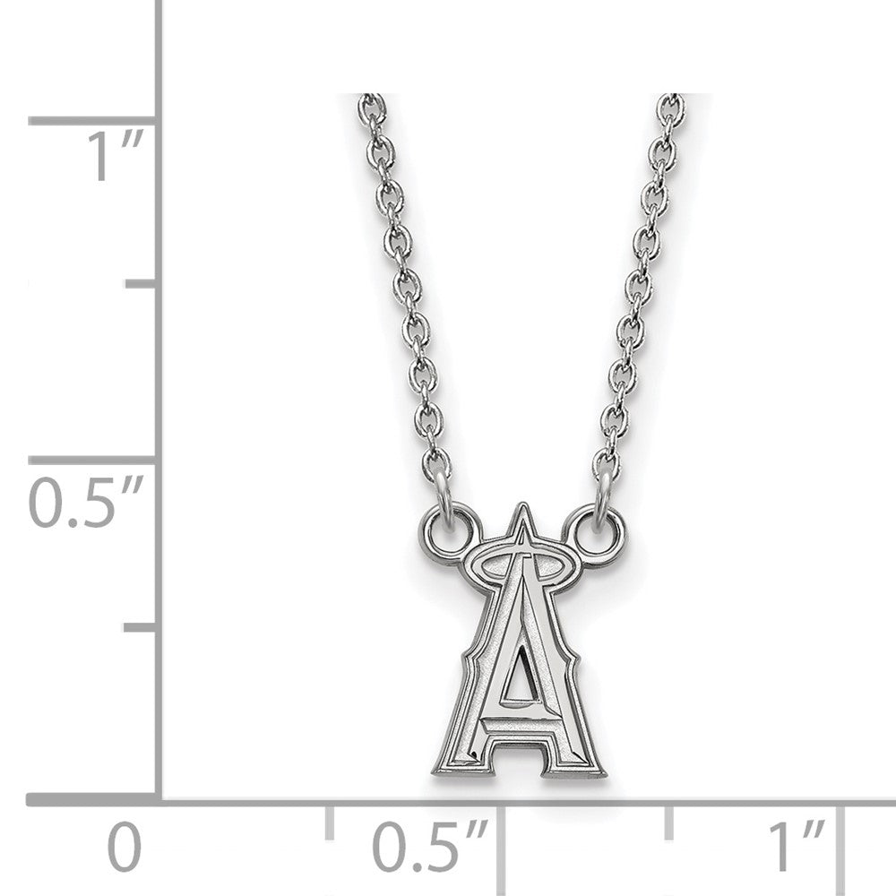 Alternate view of the Sterling Silver MLB Los Angeles Angels Small Letter A Necklace, 18 In by The Black Bow Jewelry Co.