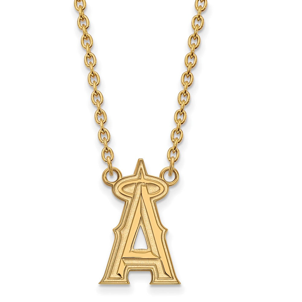 14K Gold Plated S.S. MLB LA Angels Large Letter A Necklace, 18 Inch, Item N25367 by The Black Bow Jewelry Co.