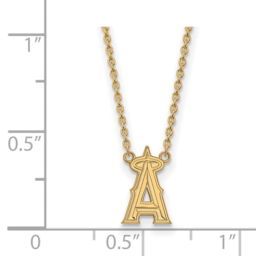 Alternate view of the 14K Gold Plated S.S. MLB LA Angels Large Letter A Necklace, 18 Inch by The Black Bow Jewelry Co.