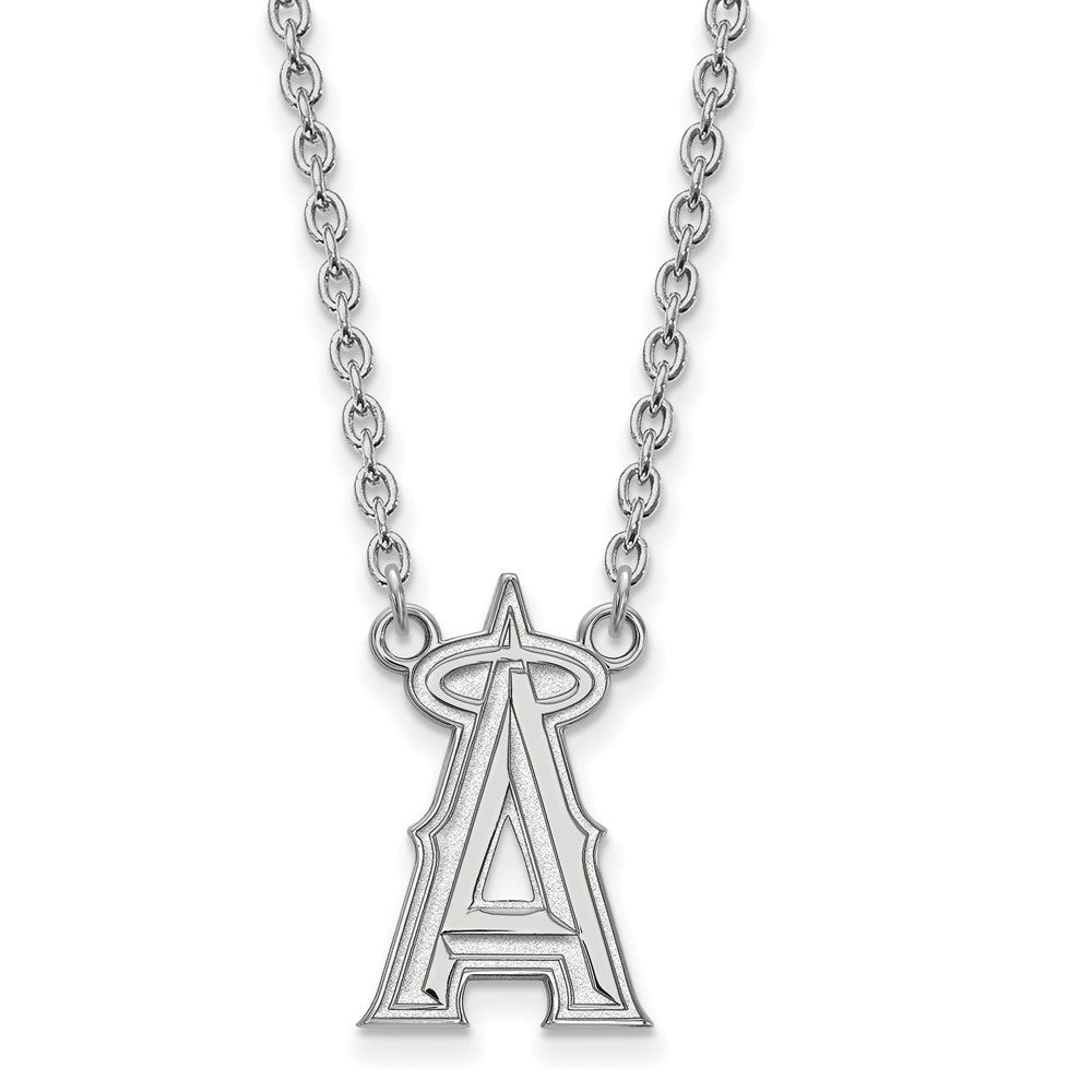 Sterling Silver MLB Los Angeles Angels Large Letter A Necklace, 18 In, Item N25368 by The Black Bow Jewelry Co.