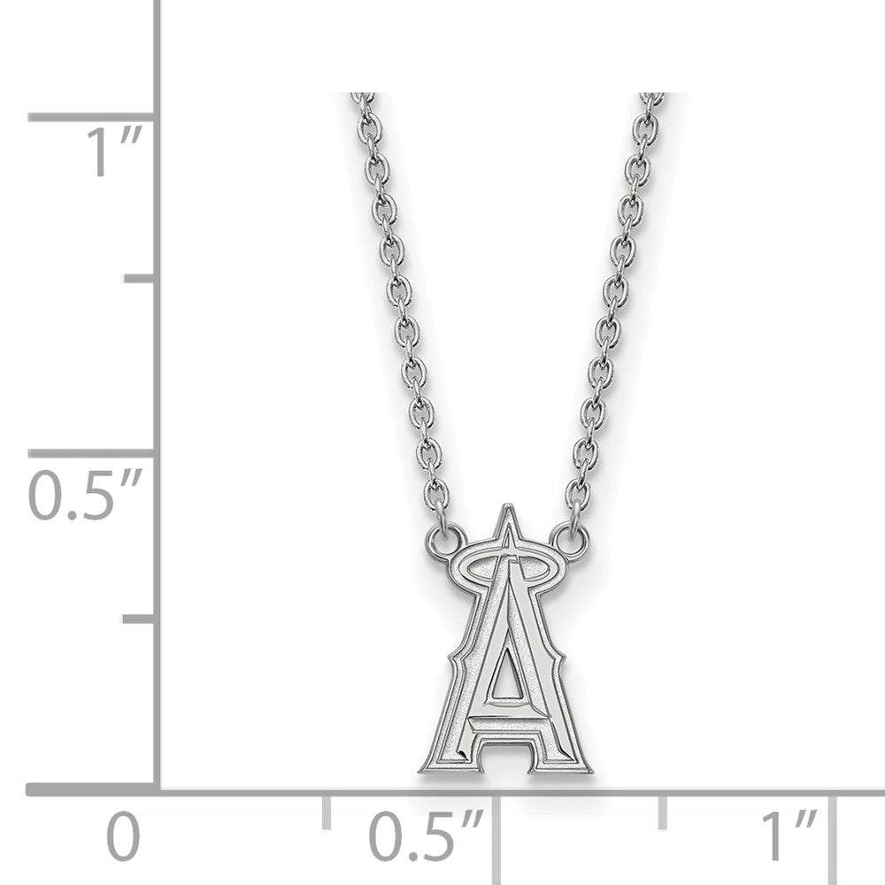 Alternate view of the Sterling Silver MLB Los Angeles Angels Large Letter A Necklace, 18 In by The Black Bow Jewelry Co.