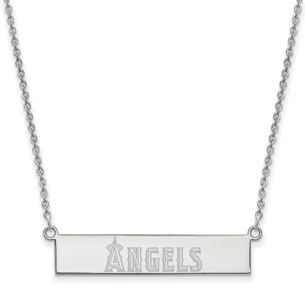 Sterling Silver MLB Los Angeles Angels Small Bar Necklace, 18 Inch, Item N25370 by The Black Bow Jewelry Co.