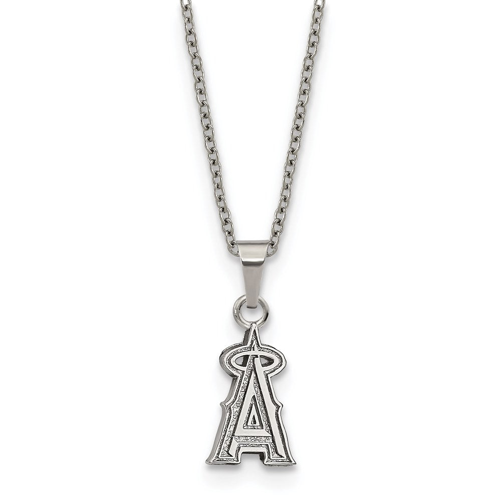 Stainless Steel MLB LA Angels Small Letter A Necklace, 18-20 Inch, Item N25371 by The Black Bow Jewelry Co.