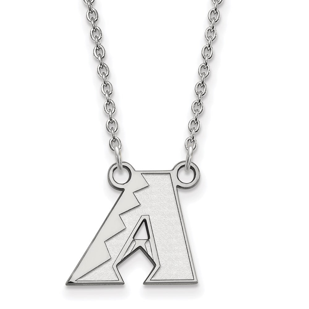 14K White Gold MLB Arizona Diamondbacks SM Letter A Necklace, 18 Inch, Item N25388 by The Black Bow Jewelry Co.