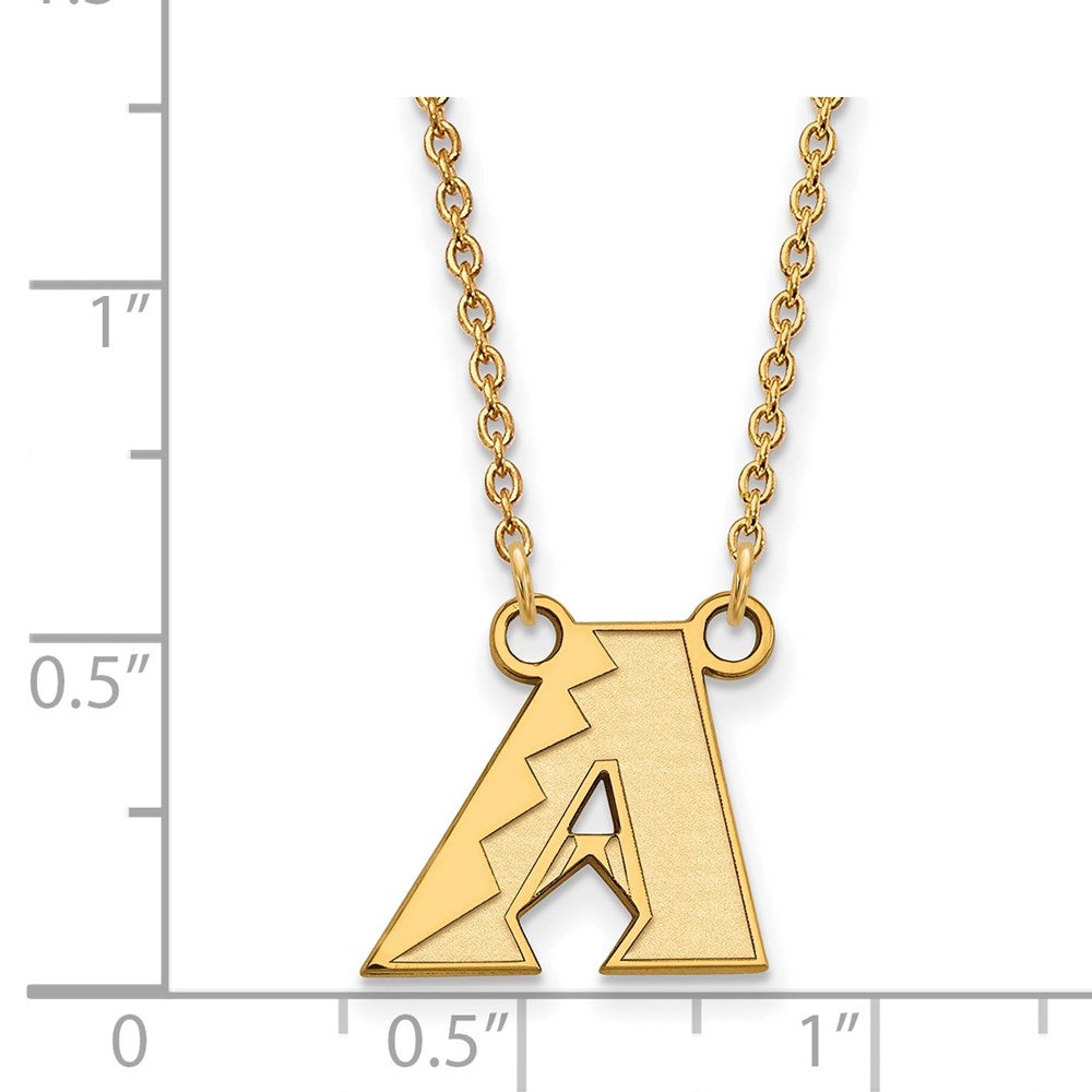 Alternate view of the 14K Gold Plated S.S. MLB Arizona Diamondbacks SM 'A' Necklace, 18 Inch by The Black Bow Jewelry Co.