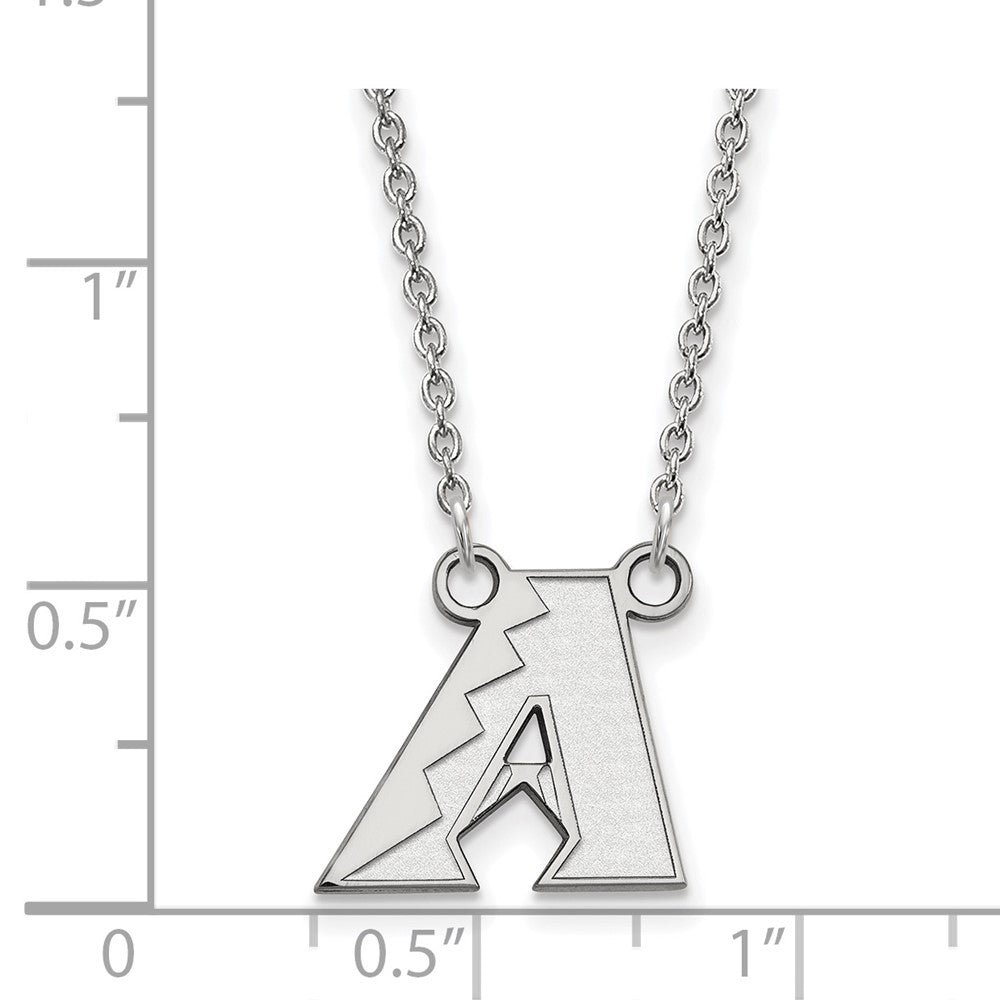 Alternate view of the Sterling Silver MLB Arizona Diamondbacks SM Letter A Necklace, 18 Inch by The Black Bow Jewelry Co.
