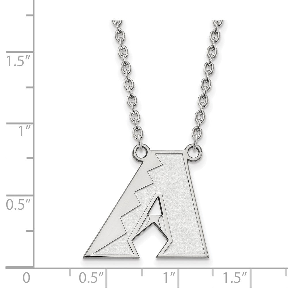 Alternate view of the 10K White Gold MLB Arizona Diamondbacks LG Letter A Necklace, 18 Inch by The Black Bow Jewelry Co.