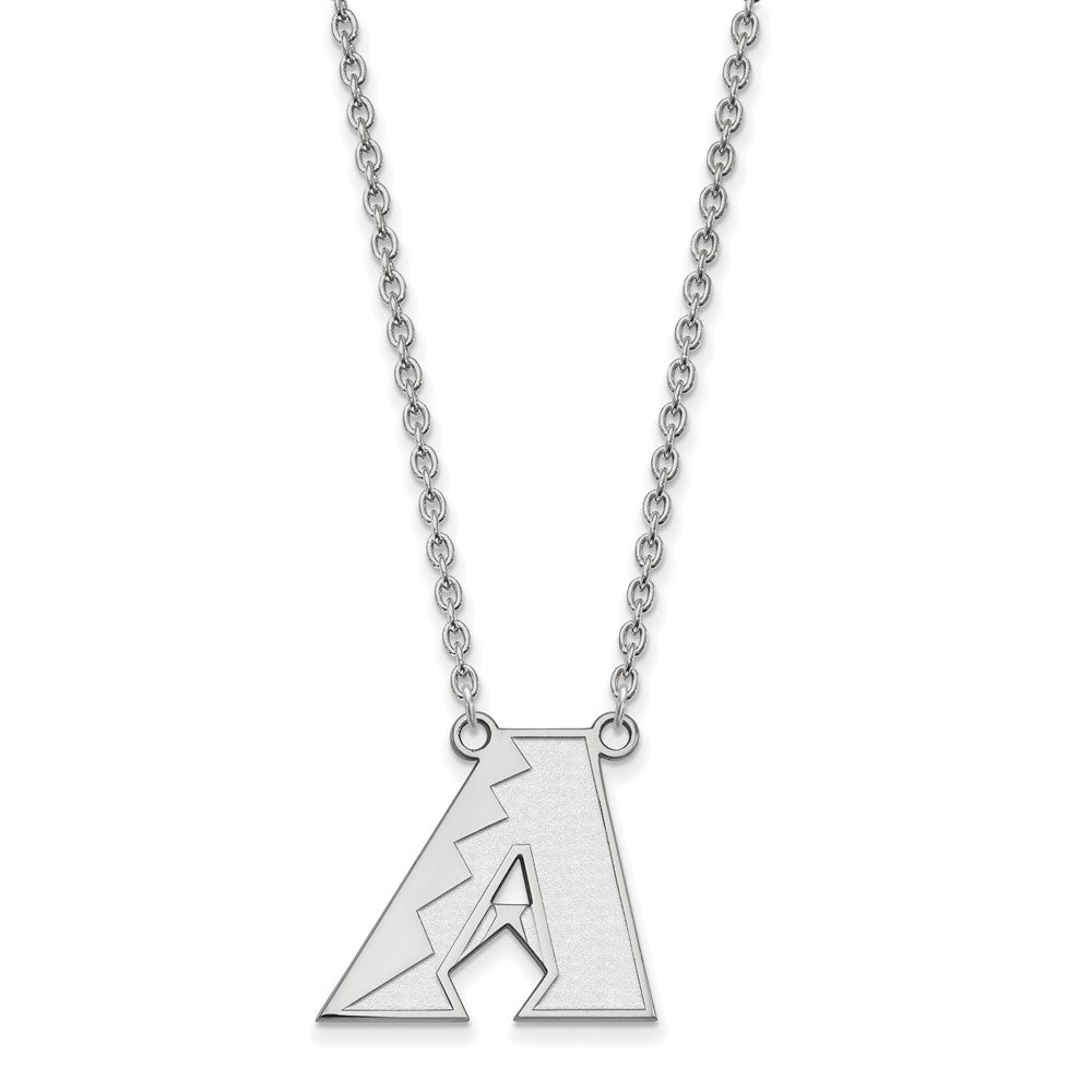 14K White Gold MLB Arizona Diamondbacks LG Letter A Necklace, 18 Inch, Item N25394 by The Black Bow Jewelry Co.