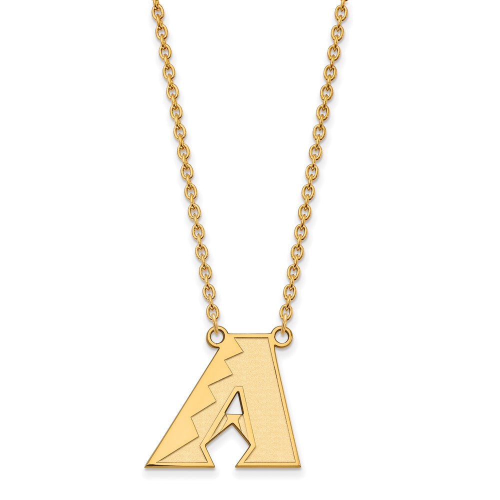 14K Gold Plated S.S. MLB Arizona Diamondbacks LG 'A' Necklace, 18 Inch, Item N25396 by The Black Bow Jewelry Co.