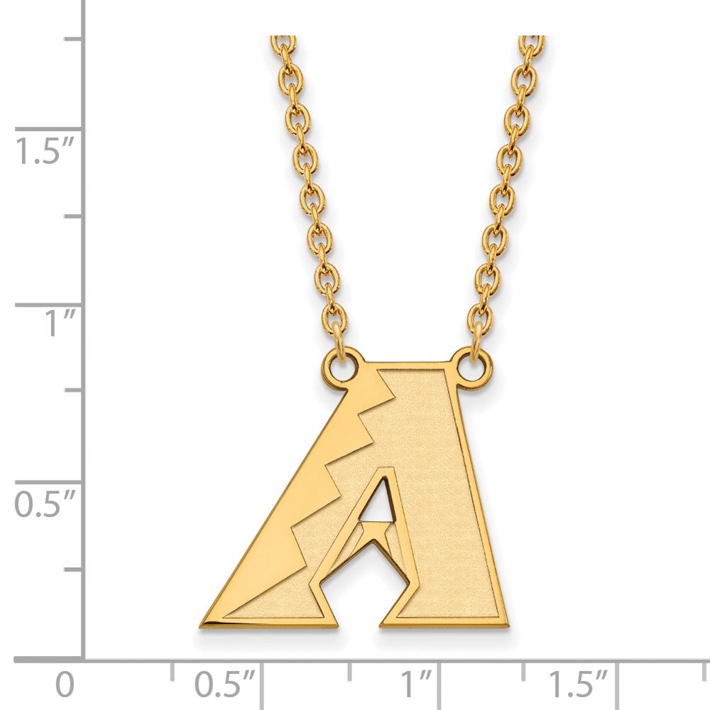 Alternate view of the 14K Gold Plated S.S. MLB Arizona Diamondbacks LG 'A' Necklace, 18 Inch by The Black Bow Jewelry Co.