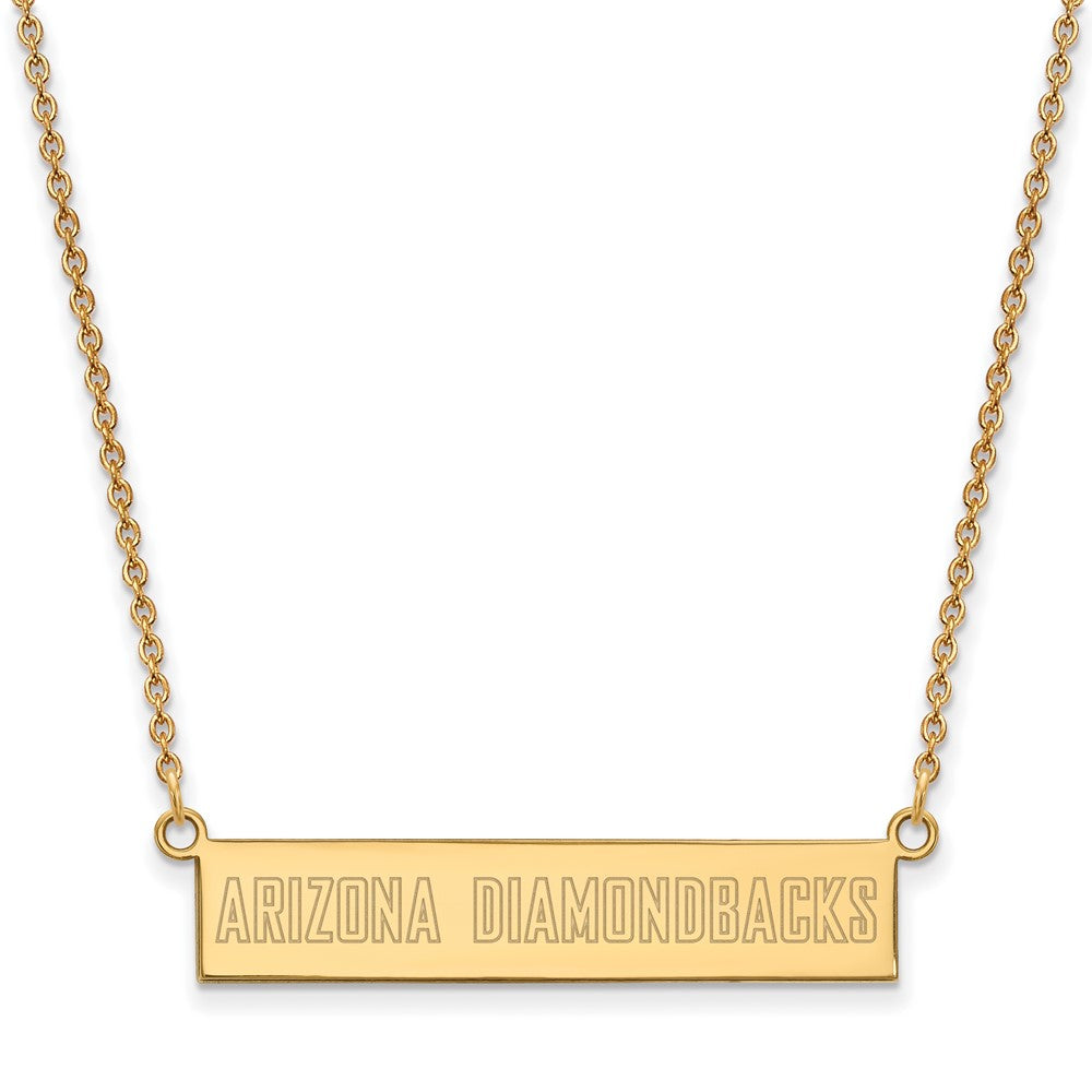 14K Gold Plated S.S. MLB Diamondbacks Small Bar Necklace, 18 Inch, Item N25398 by The Black Bow Jewelry Co.