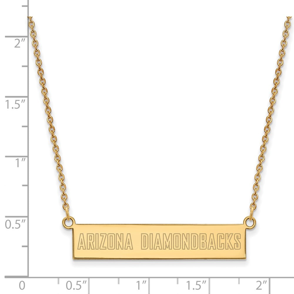 Alternate view of the 14K Gold Plated S.S. MLB Diamondbacks Small Bar Necklace, 18 Inch by The Black Bow Jewelry Co.