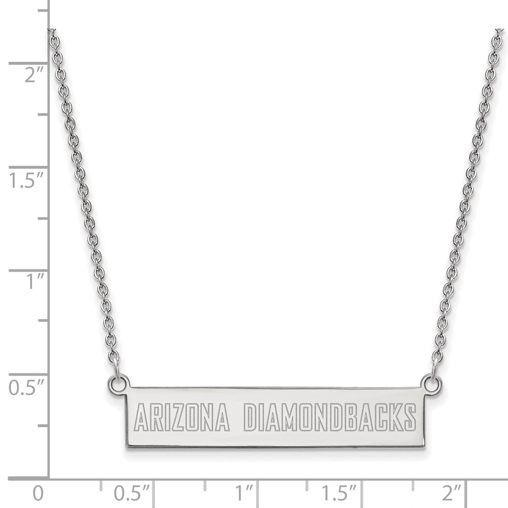 Alternate view of the Sterling Silver MLB Arizona Diamondbacks Small Bar Necklace, 18 Inch by The Black Bow Jewelry Co.