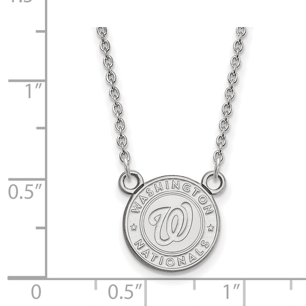 Alternate view of the 10K White Gold MLB Washington Nationals SM Script Logo Necklace, 18 In by The Black Bow Jewelry Co.