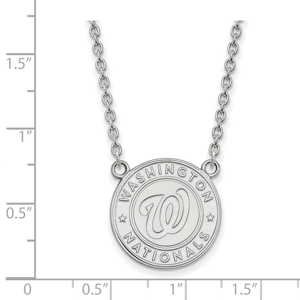 Alternate view of the 10K White Gold MLB Washington Nationals LG Script Logo Necklace, 18 In by The Black Bow Jewelry Co.