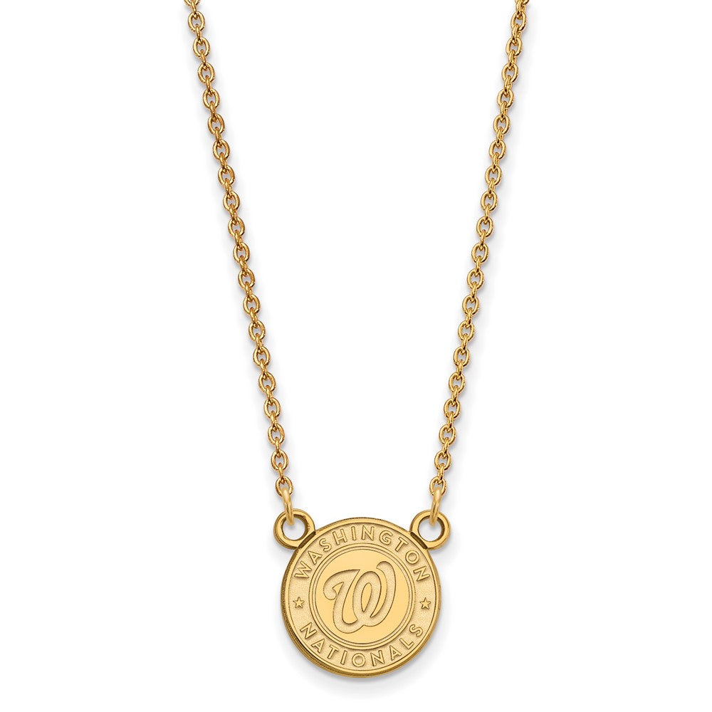 14K Yellow Gold MLB Washington Nationals SM Script Logo Necklace 18 In, Item N25407 by The Black Bow Jewelry Co.