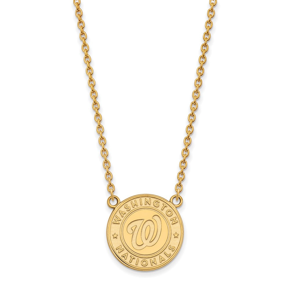 14K Gold Plated S.S. MLB Washington Nationals LG Logo Necklace, 18 In, Item N25410 by The Black Bow Jewelry Co.