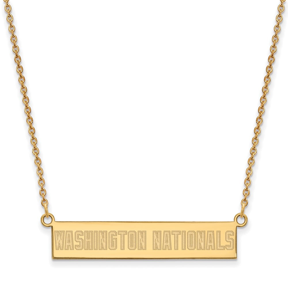 14K Gold Plated S.S. MLB Washington Nationals SM Bar Necklace, 18 Inch, Item N25413 by The Black Bow Jewelry Co.