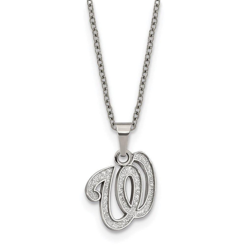 Stainless Steel MLB Washington Nationals Letter W Necklace, 18-20 Inch, Item N25415 by The Black Bow Jewelry Co.