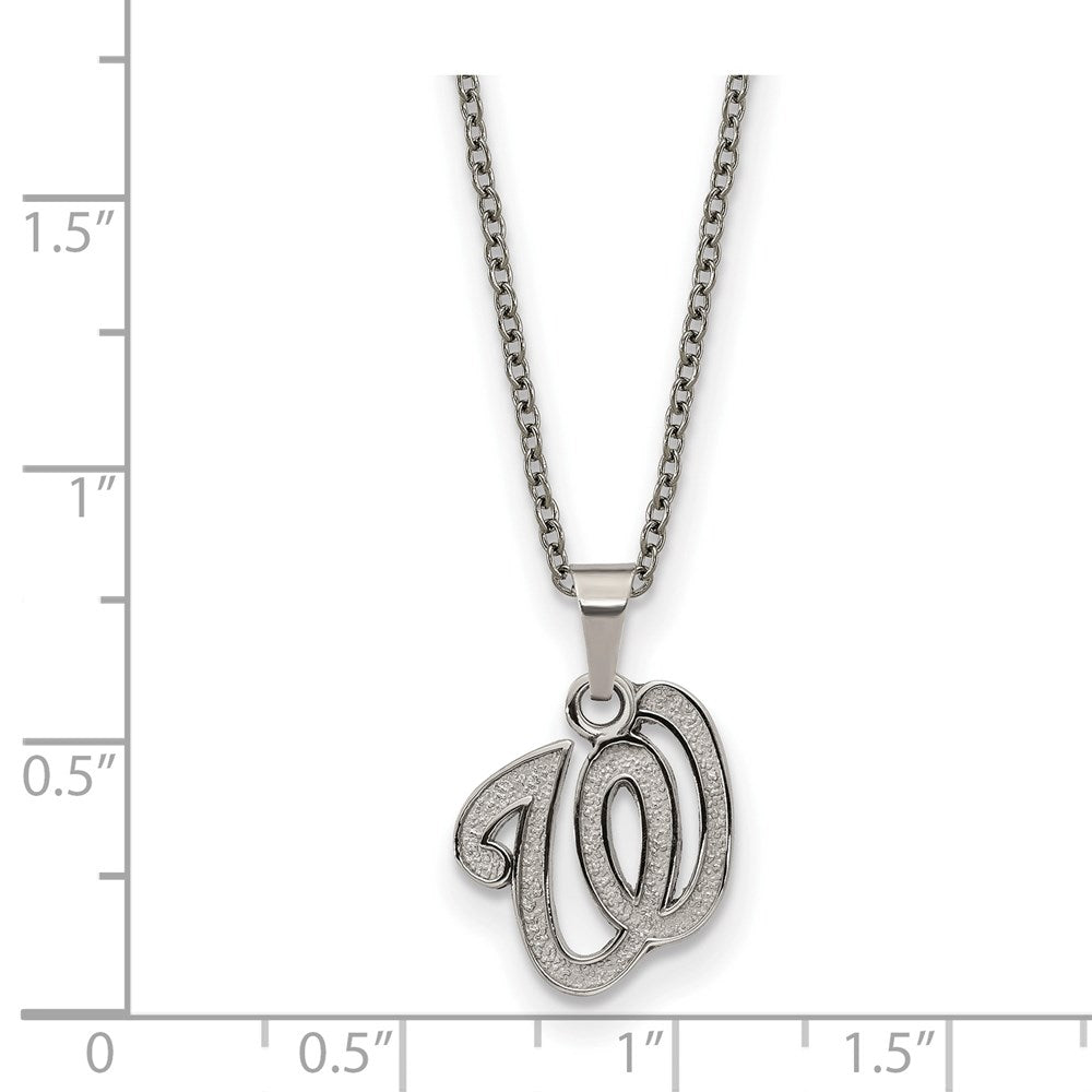 Alternate view of the Stainless Steel MLB Washington Nationals Letter W Necklace, 18-20 Inch by The Black Bow Jewelry Co.