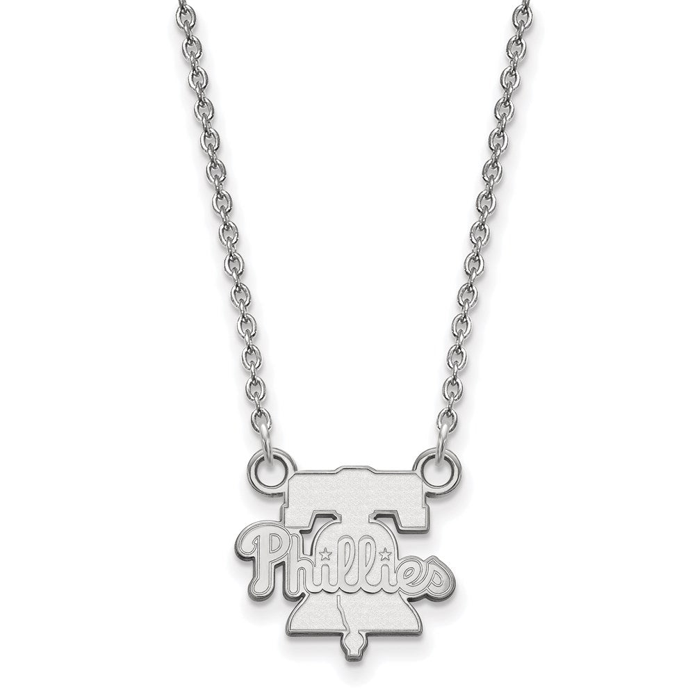 10K White Gold MLB Philadelphia Phillies Small Bell Necklace, 18 Inch, Item N25416 by The Black Bow Jewelry Co.