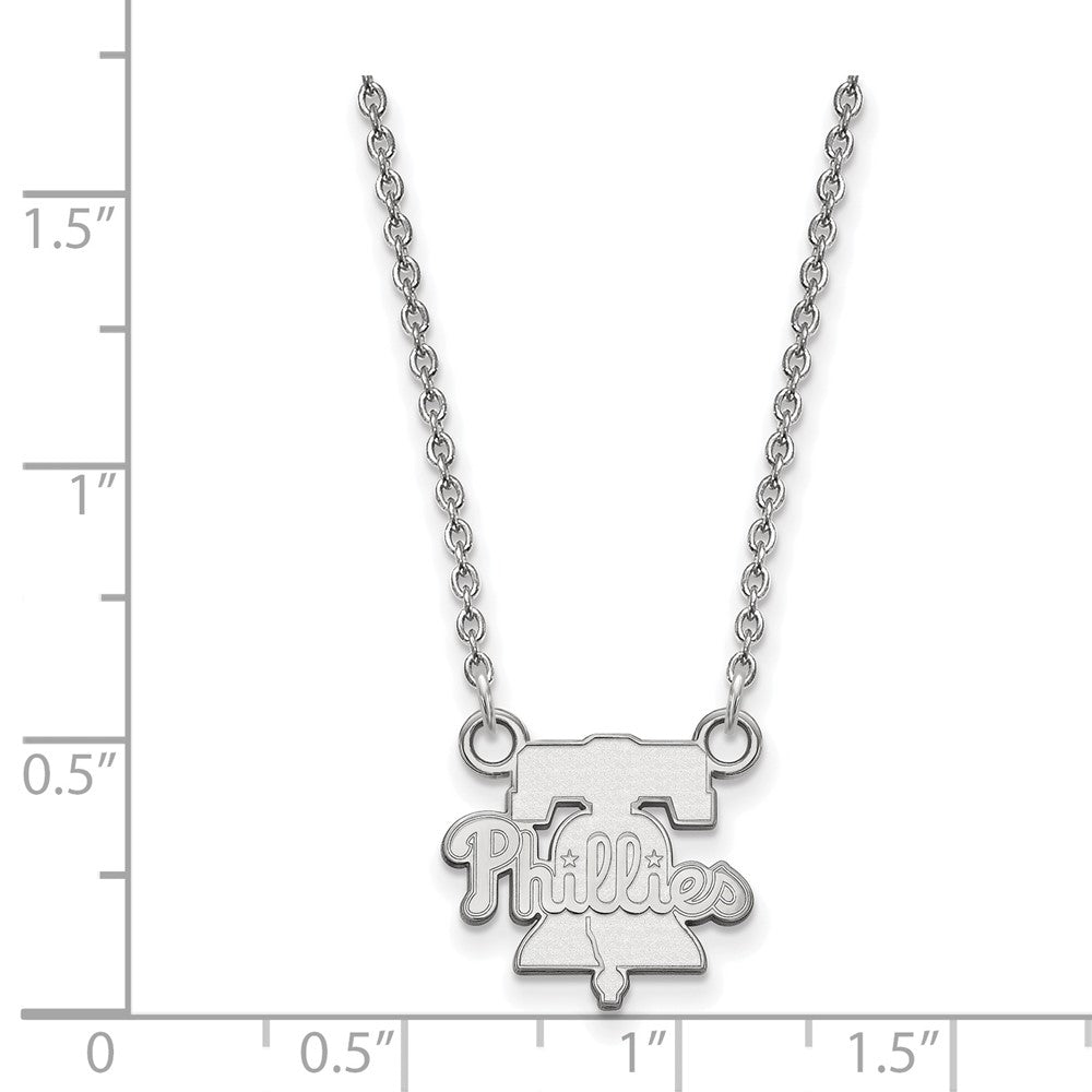 Alternate view of the 10K White Gold MLB Philadelphia Phillies Small Bell Necklace, 18 Inch by The Black Bow Jewelry Co.