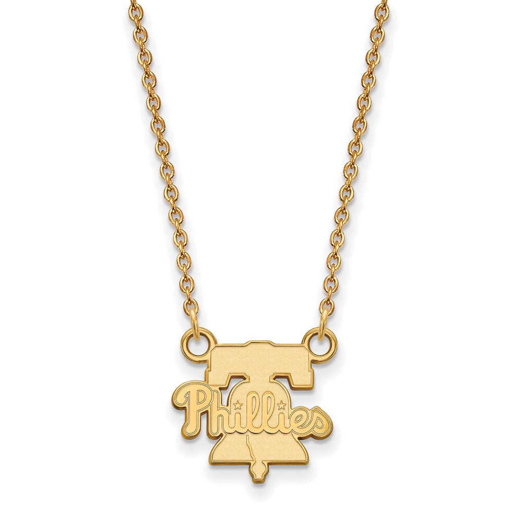 14K Gold Plated S.S. MLB Philadelphia Phillies SM Bell Necklace, 18 In, Item N25420 by The Black Bow Jewelry Co.