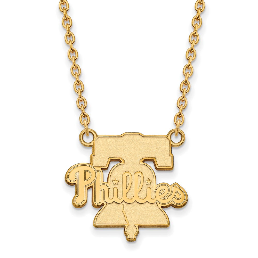14K Yellow Gold MLB Philadelphia Phillies Large Bell Necklace, 18 Inch, Item N25425 by The Black Bow Jewelry Co.