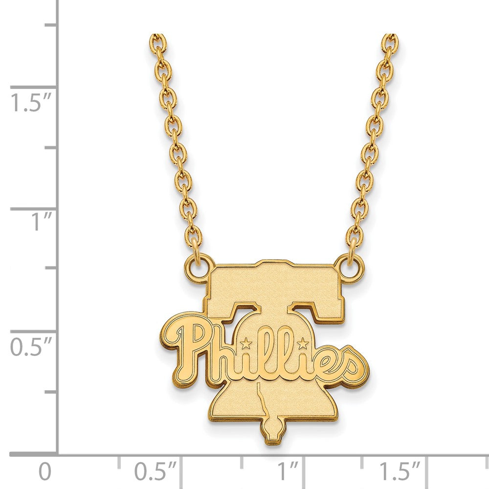 Alternate view of the 14K Gold Plated S.S. MLB Philadelphia Phillies LG Bell Necklace, 18 In by The Black Bow Jewelry Co.