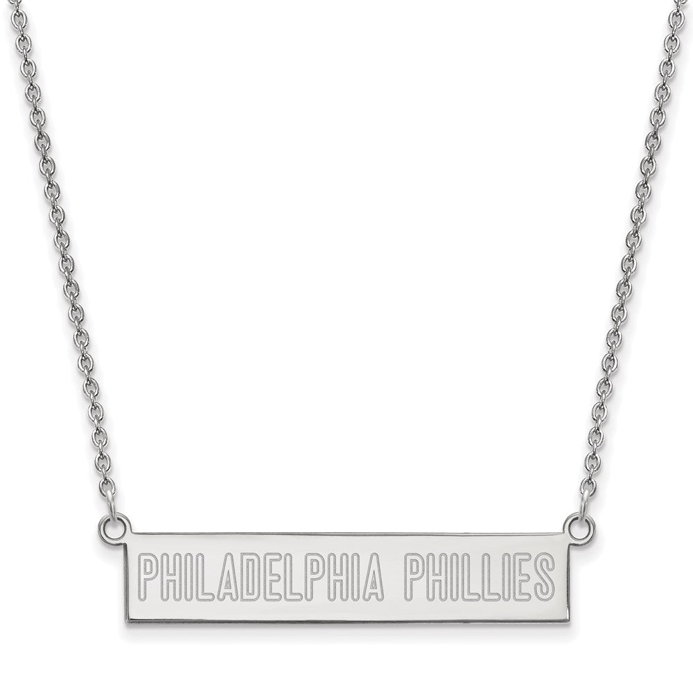 Sterling Silver MLB Philadelphia Phillies Small Bar Necklace, 18 Inch, Item N25429 by The Black Bow Jewelry Co.