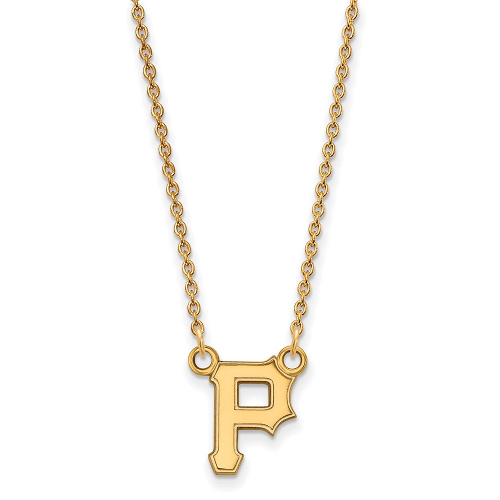 14K Gold Plated S.S. MLB Pittsburgh Pirates SM 'P' Necklace, 18 Inch, Item N25435 by The Black Bow Jewelry Co.