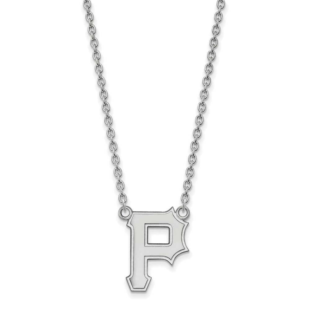14K White Gold MLB Pittsburgh Pirates Large Letter P Necklace, 18 Inch, Item N25439 by The Black Bow Jewelry Co.