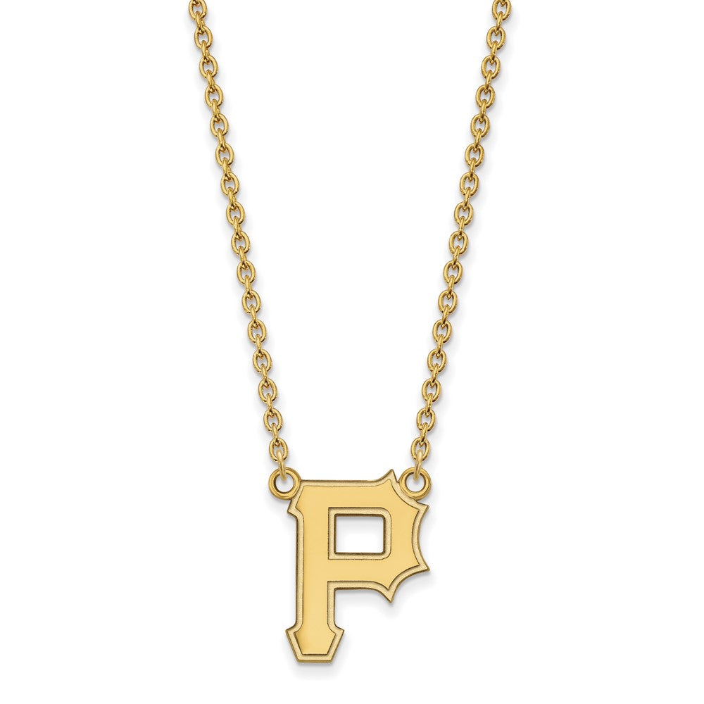14K Yellow Gold MLB Pittsburgh Pirates Large Letter P Necklace, 18 In, Item N25440 by The Black Bow Jewelry Co.