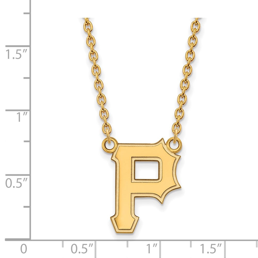 Alternate view of the 14K Gold Plated S.S. MLB Pittsburgh Pirates LG 'P' Necklace, 18 Inch by The Black Bow Jewelry Co.