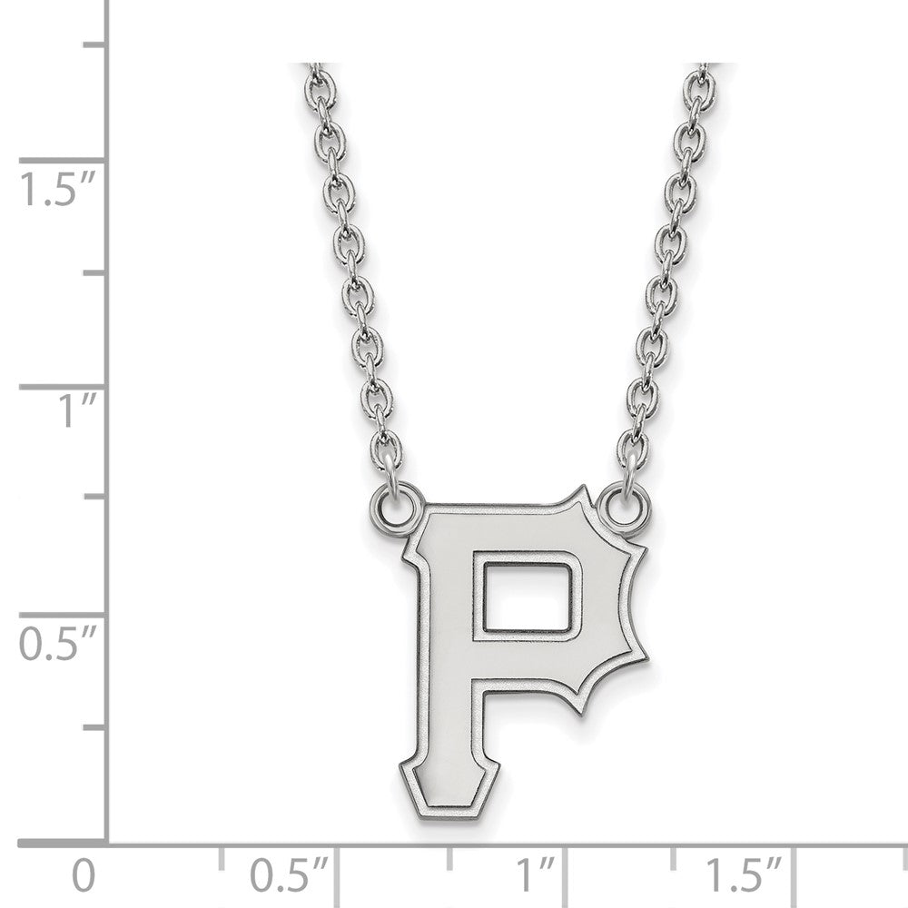 Alternate view of the Sterling Silver MLB Pittsburgh Pirates Large Letter P Necklace, 18 In by The Black Bow Jewelry Co.