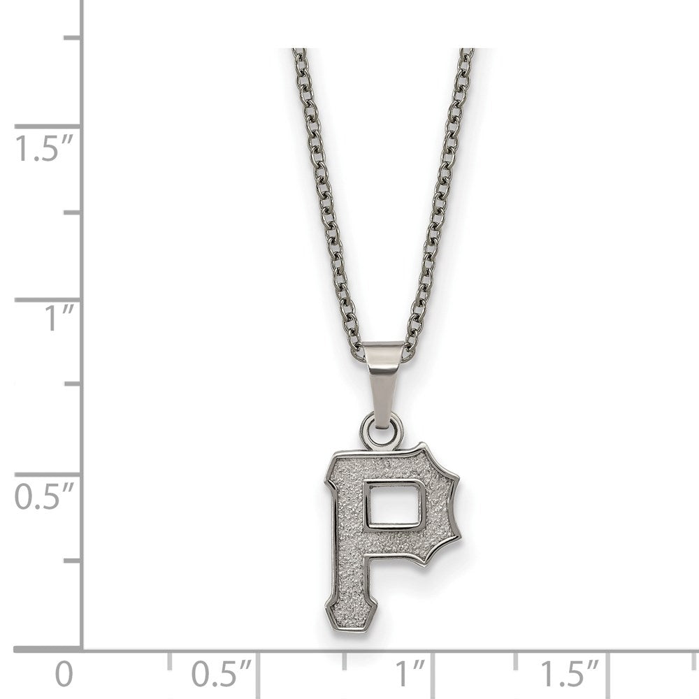 Alternate view of the Stainless Steel MLB Pittsburgh Pirates SM Letter P Necklace, 18-20 In by The Black Bow Jewelry Co.
