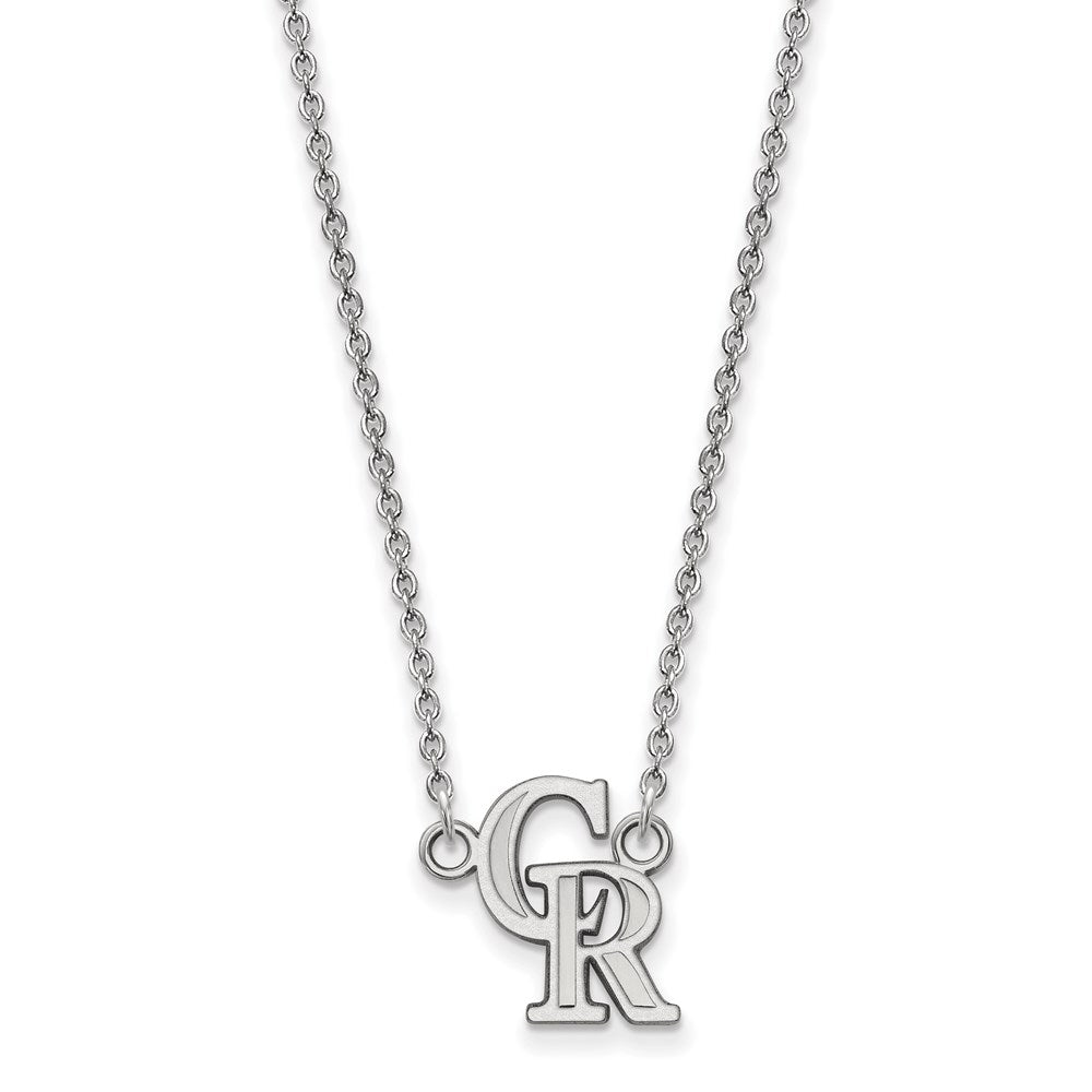 Sterling Silver MLB Colorado Rockies Small C-R Necklace, 18 Inch, Item N25451 by The Black Bow Jewelry Co.