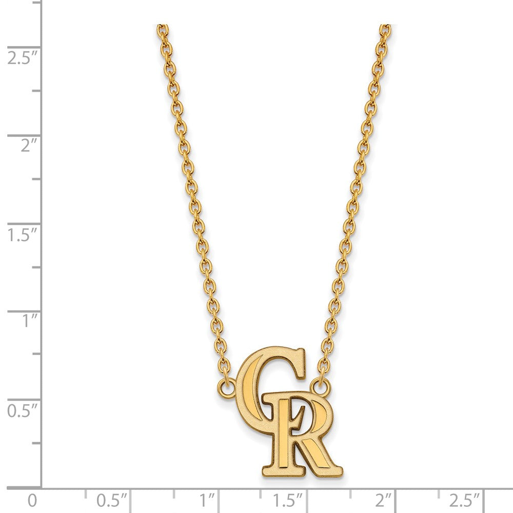 Alternate view of the 14K Gold Plated Sterling Silver MLB Colorado Rockies LG Necklace 18 In by The Black Bow Jewelry Co.