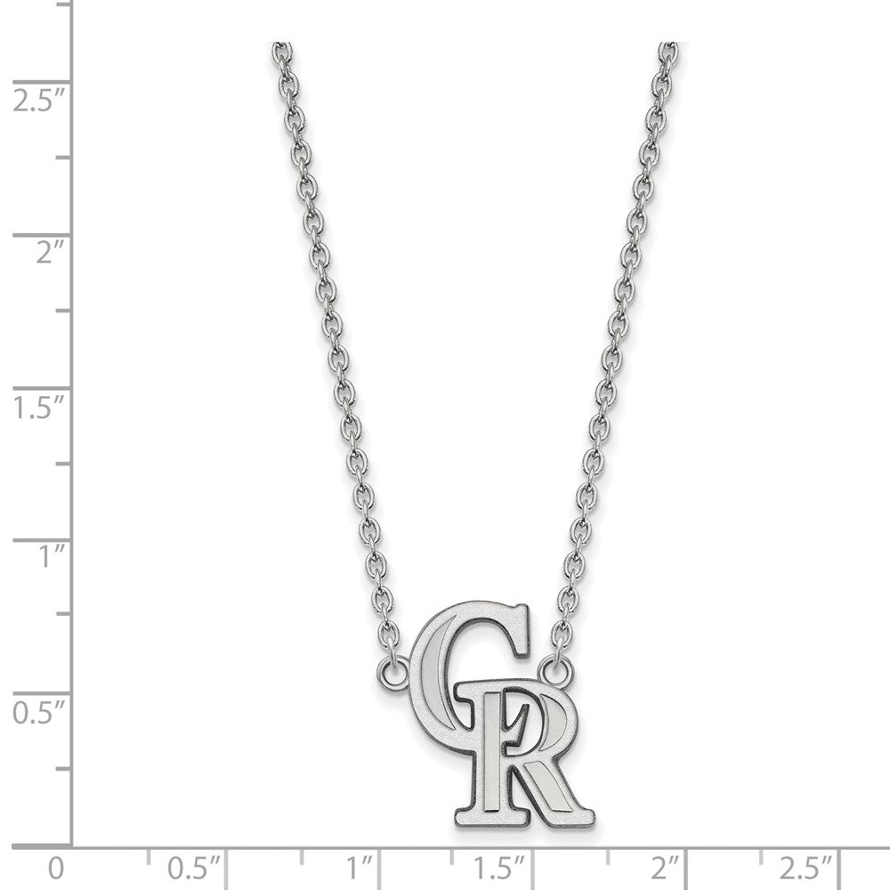 Alternate view of the Sterling Silver MLB Colorado Rockies Large C-R Necklace, 18 Inch by The Black Bow Jewelry Co.