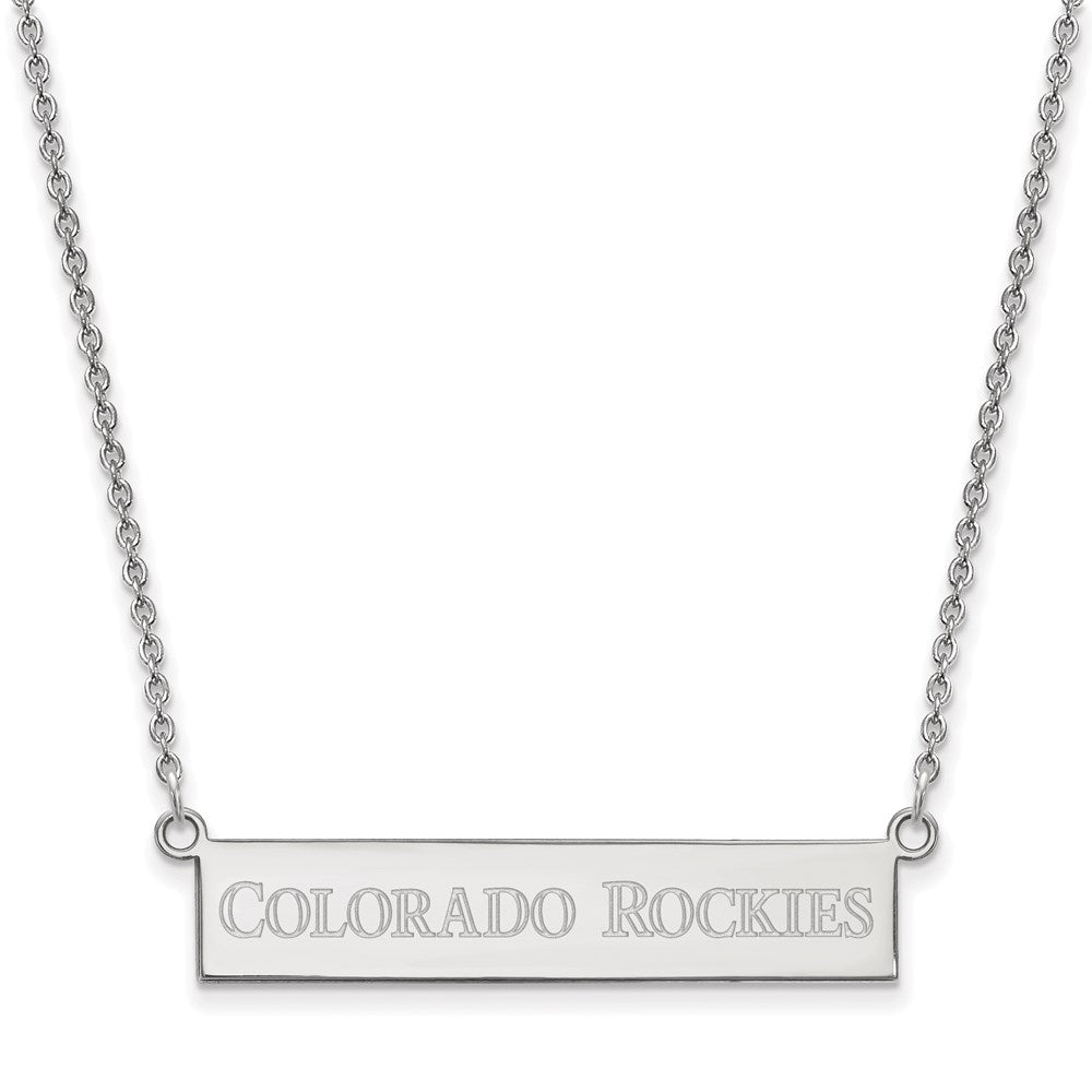 Sterling Silver MLB Colorado Rockies Small Bar Necklace, 18 Inch, Item N25459 by The Black Bow Jewelry Co.